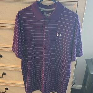 Under Armour Men’s Purple Polo with White Pinstripes